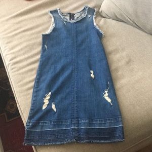 J Brand frayed stretch denim dress XS